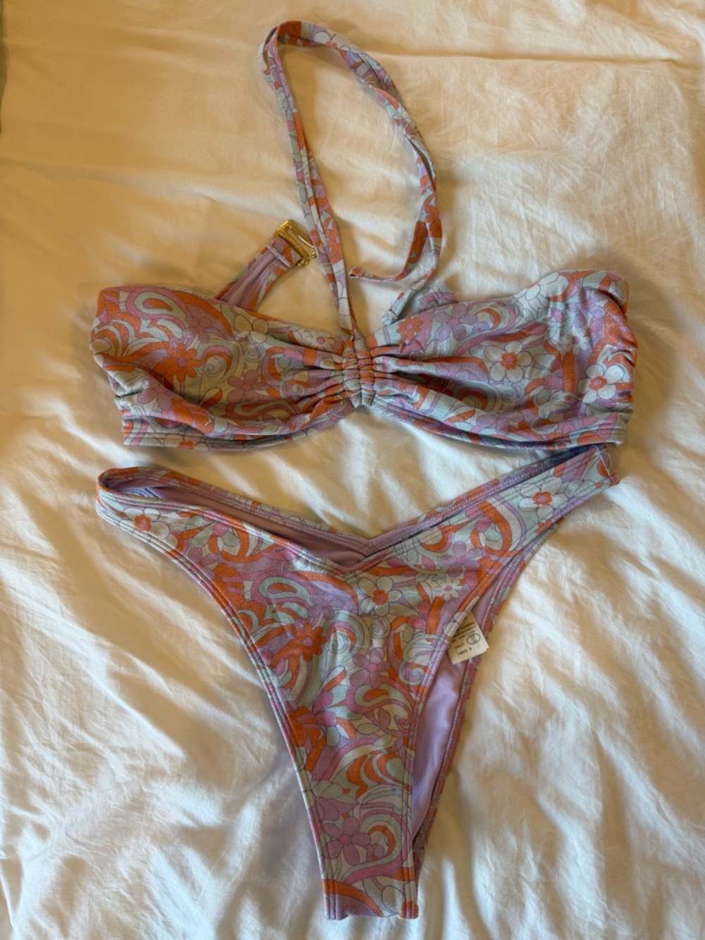 Hollister Floral Paisley Pink Orange Bikini Set